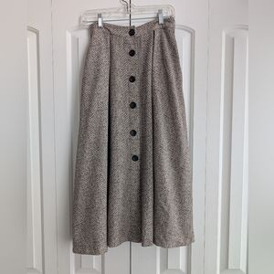 Zara Gray Herringbone A-Line Skirt